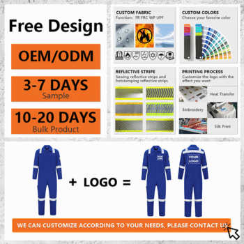 Cotton Fireproof Bolier Coal Miner Work Uniform Reflective Safety Workwear Hi Vis Flame Fire Retardant FRC FR Coveralls