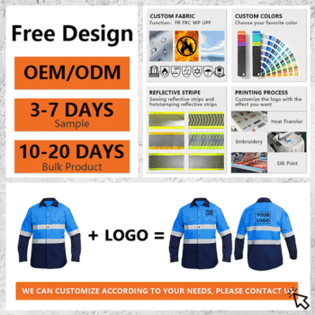 Custom Logo Reflective Safety Workwear Hi Vis Industrial Airport Welding Electrician Road Repair Work Shirts