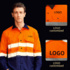 N20471 100% Cotton Construction Mining High Visibility Workwear Custom Logo Reflective Hi Vis Work Shirts