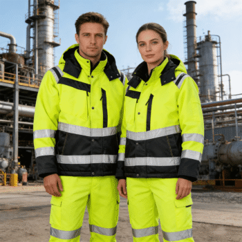 Winter Waterproof Worker Coat 300D Oxford Hi Vis Construction Miner Workwear Reflective Safety Work Jacket