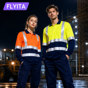 EN20471 Long Sleeve Quick Dry Construction Reflective Safety Hi Vis Work Shirts High Visibility Workwear