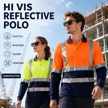 Quick Dry Reflective Strips Roadway Custom Logo Safety Protective Hi Vis Work Shirt