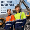 Custom Logo High Visibility Worker Polo T Shirt Reflective Safety Workwear Hi Vis Work Shirts