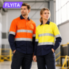 100% Cotton High Visibility Reflective Work Workwear Heavy Duty Industrial Hi Vis Worker Shirts