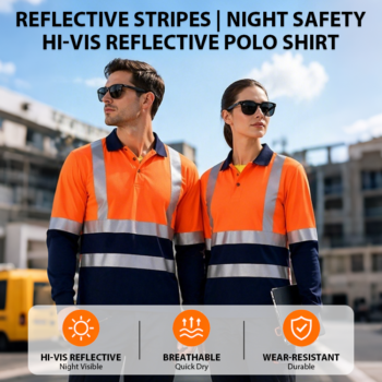 hi vis shirts (1) EN20471 Long Sleeve Quick Dry Construction Reflective Safety Hi Vis Work Shirts High Visibility Workwear