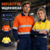 hi vis shirts-2 Class 3 EN20471 Cotton Construction Workwear Custom Logo Reflective Safety Hi Vis Work Shirts