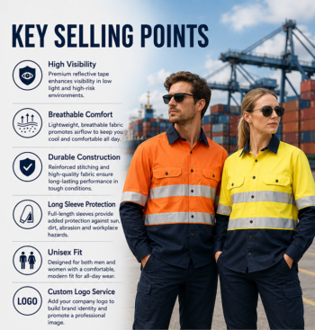 hi vis shirts Class 3 EN20471 Cotton Construction Workwear Custom Logo Reflective Safety Hi Vis Work Shirts