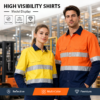 hi vis shirts-5 Class 3 EN20471 Cotton Construction Workwear Custom Logo Reflective Safety Hi Vis Work Shirts