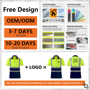 EN20471 Custom Polyester Mining Industrial Safety Uniform Work Clothes High Visibility Hi Vis Working Shirt
