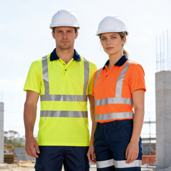 Custom Logo 100% Polyester Breathable Safety Work Clothes Mesh Reflective Stripes Hi Vis Polo Shirts
