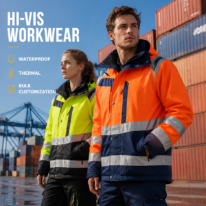 Winter High Visibility Reflective Strips Fluorescent Safety Workwear Construction Oil Hi Vis Worker Jacket