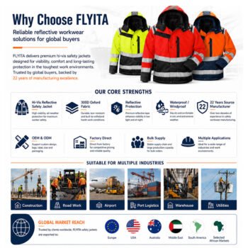 Waterproof Winter Warm Padded Hi Vis Reflective Safety Coat Construction Custom Workwear Work Jacket