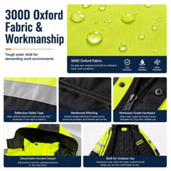 Wholesale Winter Waterproof Reflective Safety Workwear Traffic Construction Mining Hi Vis Work Jacket