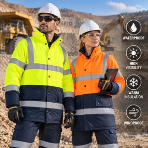 High Visibility Reflective Work Workwear Winter 300D Oxford Railway Road Construction Miner Worker Jacket