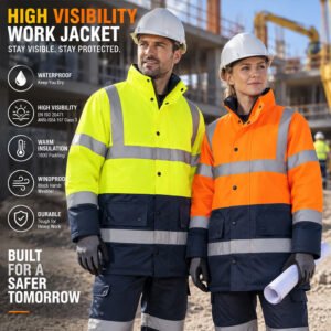 High Visibility Reflective Work Workwear Winter 300D Oxford Railway Road Construction Miner Worker Jacket (复制)