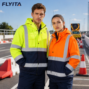 300D Oxford Winter Warm Padded Thick Bomber Traffic Mining Hi Vis Reflective Safety Workwear Worker Jacket