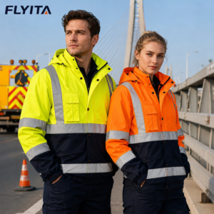 reflective jackets (11) Durable Outdoor Workwear Work Coat Custom Logo Mining Engineer Worker Hi Vis Reflective Safety Jacket