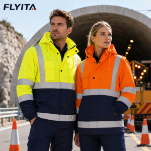 Waterproof 300D Oxford Worker Coat Hi Vis Workwear Industrial Custom Reflective Uniform Winter Work Jacket