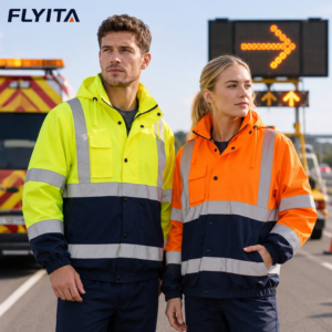 Waterproof Windproof Workwear 300D Oxford Winter Warm Worker Safety Coat Hi Vis Reflective Work Jacket