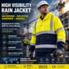 Custom Logo High Visibility Work Coat Mechanical Mining Construction Hi Vis Reflective Workwear Jacket