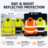 Custom Logo High Visibility Work Coat Mechanical Mining Construction Hi Vis Reflective Workwear Jacket