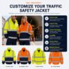 Winter Warm Thick Padded Hi Vis Work Jacket Railway Worker Engineer Miner Reflective Safety Workwear