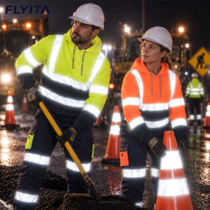 Reflective Worker Workwear Airport Logistics Harbor Warehouse Construction Miner High Visibility Work Hoodie