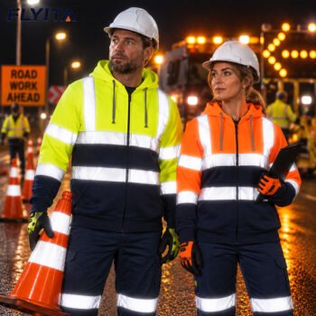 Class 3 Hi Vis Work Hoodie Custom Logo Construction Mining Reflective Safety High Visibility Workwear