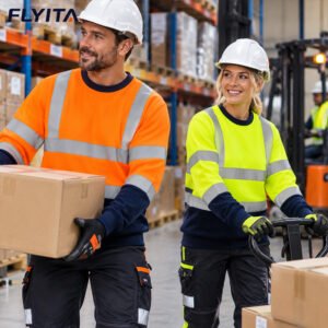 EN20471 Hi Vis Workwear Fleece Lining Airport Logistics Warehouse Reflective Safety Work Sweatshirts