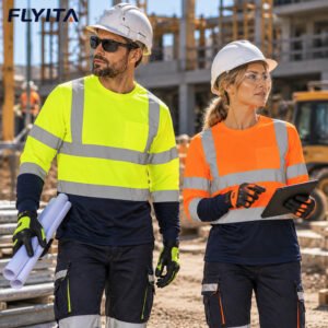 Custom Logo Reflective Work Workwear Hi Vis T-Shirt Airport Logistics Construction High Visibility Shirts