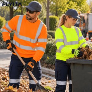 hi vis shirt (3) Custom Logo Hi Vis Work Sweatshirt Fluorescent Reflective Safety Welding Engineer Factory Workwear Uniform