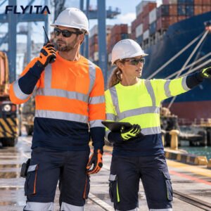 Custom Logo High Visibility Workwear Repair Mining Construction Boiler Long Sleeve Reflective Work T Shirts