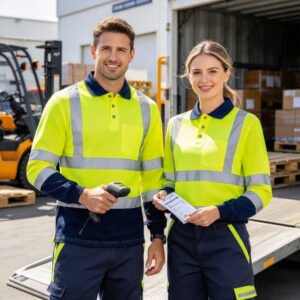 OEM Hi Vis Workwear Reflective Safety Work Polo T Shirt Highway Logistics Airport Security Workwear Uniform