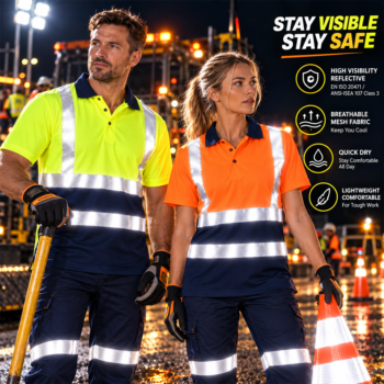High Visibility Quick Dry Industrial Construction Worker Uniform Workwear Hi Vis Safety T-Shirt Work Shirts