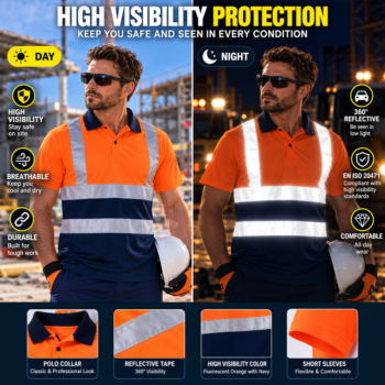 High Visibility Quick Dry Industrial Construction Worker Uniform Workwear Hi Vis Safety T-Shirt Work Shirts