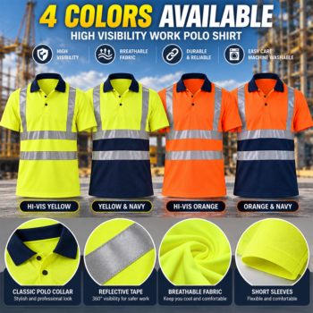 EN20471 High Visibility Workwear Fluorescent Reflective Safety Mining Coal Oil Gas Construction Work Shirts