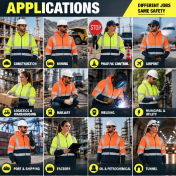 High Visibility Reflective Work Workwear Fluorescent Protective Railway Construction Mining Worker Hoodie
