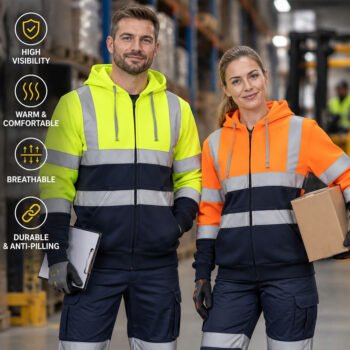 Wholesale EN20471 Class 3 Winter Warm Worker Workwear Mining Engineer Builder Hi Vis Reflective Work Hoodie