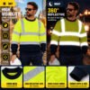 reflective Sweatshirt (12) Custom Logo Construction Mining Engineer Reflective Safety Workwear Worker Uniform Hi Vis Work Sweatshirt