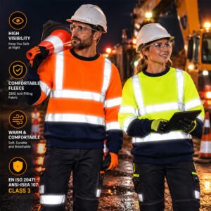 Hi Vis Reflective Workwear Winter Warm Repair Industrial Worker Uniform High Visibility Work Sweatshirt