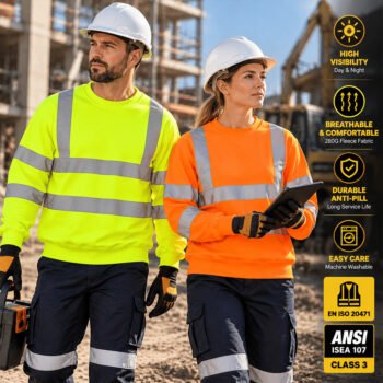 Hi Vis Reflective Safety Sweatshirt EN20471 Class 3 Reflective Railway Mining Construction Workwear Uniform
