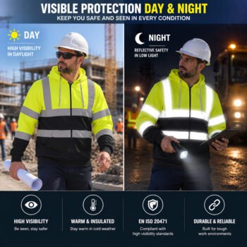 Hi Vis Reflective Work Workwear Warm Protective Welding Chemical Cleaning Miner High Visibility Hoodie