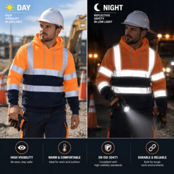 Custom Logo Mining Chemical Cleaning Oilfield Industrial High Visibility Work Workwear Reflective Hoodie