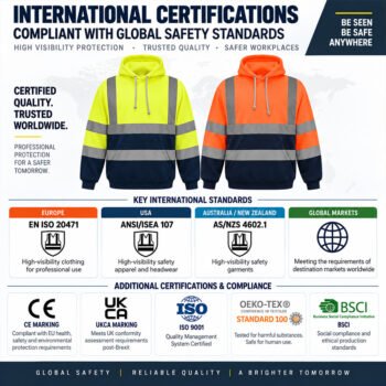 Reflective Worker Workwear Airport Logistics Harbor Warehouse Construction Miner High Visibility Work Hoodie