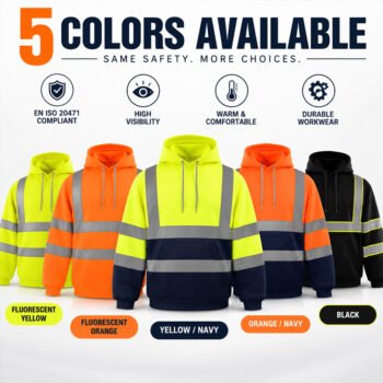 Custom Logo Mining Chemical Cleaning Oilfield Industrial High Visibility Work Workwear Reflective Hoodie