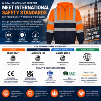 Hi Vis Reflective Work Workwear Warm Protective Welding Chemical Cleaning Miner High Visibility Hoodie