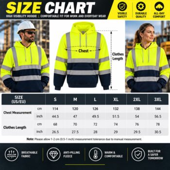 Durable Hi Vis Reflective Work Hoodie Oil Construction Mining Industrial High Visibility Safety Workwear