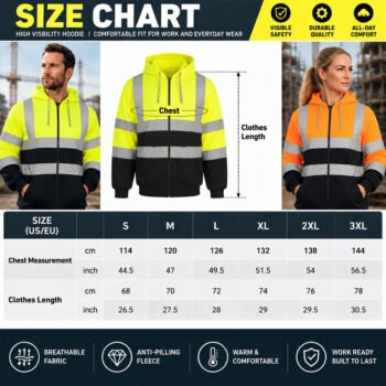 High Visibility Workwear Airport Railway Highway Repair Construction Hi Vis Reflective Safety Work Hoodie