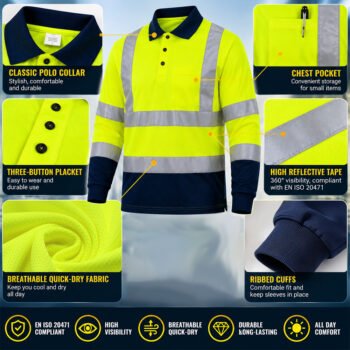 reflective shirt (1) Custom Logo Quick Dry Work Uniform Electrician Repair Cleaner Boiler High Visibility Worker Workwear Shirts