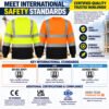EN20471 Class 3 Hi Vis Work Shirt Electrical Repair Factory Oil High Visibility Reflective Worker Workwear